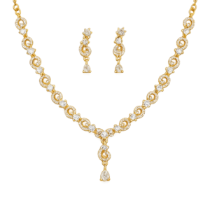 Luxury Gold-Plated CZ Bridal Necklace & Drop Earrings Jewelry Set for Women | Wedding, Party & Festive Wear
