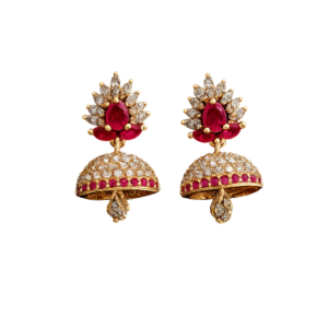 Traditional Indian Bridal & Festive Dangle Earrings Gold Plated Ruby CZ Jhumka Earrings for Women