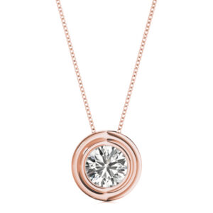 0.50 Ct Bezel Set Lab Grown Diamond Pendant Necklace in 14K Solid Gold | FG/VVS1 Diamond | Includes 925 Sterling Silver Box Chain